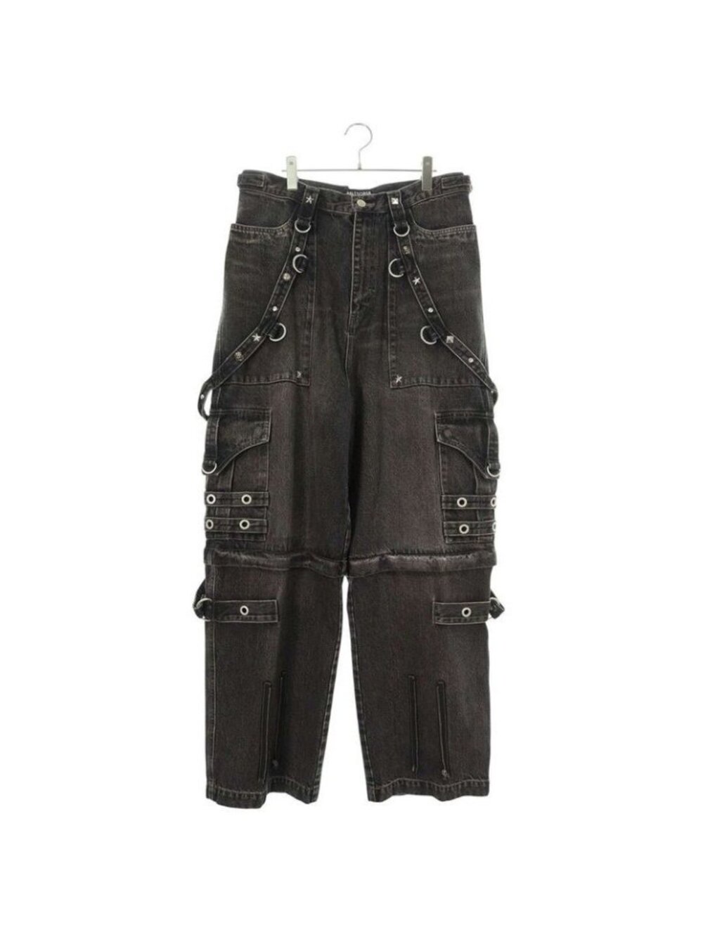 Balenciaga 22 SS Tbp47 Raver Studded Embellished Baggy Denim Pants